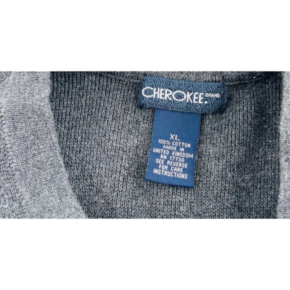 Cherokee Mens XL Gray Cotton Sweater With Blue/Green Stripe Pattern Y2k - Picture 2 of 4